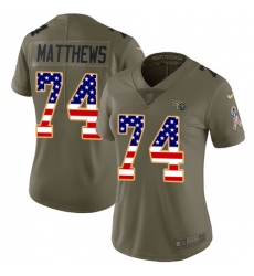 Women's Nike Tennessee Titans #74 Bruce Matthews Limited Olive/USA Flag 2017 Salute to Service NFL Jersey