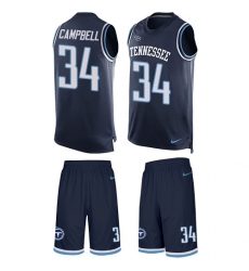 Men's Nike Tennessee Titans #34 Earl Campbell Limited Navy Blue Tank Top Suit NFL Jersey