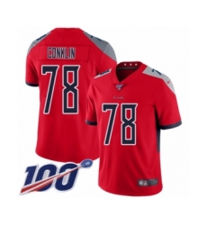 Men's Tennessee Titans #78 Jack Conklin Limited Red Inverted Legend 100th Season Football Jersey