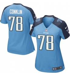 Women's Nike Tennessee Titans #78 Jack Conklin Game Light Blue Team Color NFL Jersey