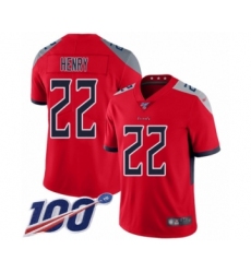 Men's Tennessee Titans #22 Derrick Henry Limited Red Inverted Legend 100th Season Football Jersey Men's Tennessee Titans #22 Derrick Henry Limited Red Inverted Legend 100th Season Football Jersey