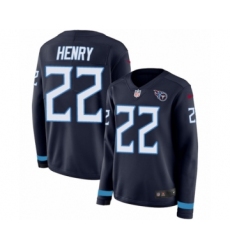 Women's Nike Tennessee Titans #22 Derrick Henry Limited Navy Blue Therma Long Sleeve NFL Jersey Women's Nike Tennessee Titans #22 Derrick Henry Limited Navy Blue Therma Long Sleeve NFL Jersey