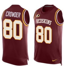 Men's Nike Washington Redskins #80 Jamison Crowder Limited Red Player Name & Number Tank Top NFL Jersey