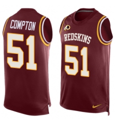 Men's Nike Washington Redskins #51 Will Compton Limited Red Player Name & Number Tank Top NFL Jersey