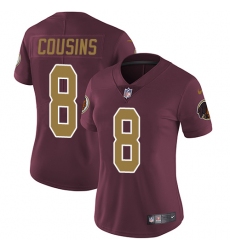 Women's Nike Washington Redskins #8 Kirk Cousins Burgundy Red/Gold Number Alternate 80TH Anniversary Vapor Untouchable Limited Player NFL Jersey