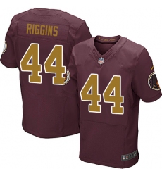 Men's Nike Washington Redskins #44 John Riggins Elite Burgundy Red/Gold Number Alternate 80TH Anniversary NFL Jersey