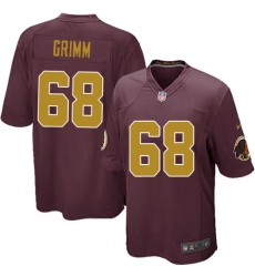 Men's Nike Washington Redskins #68 Russ Grimm Game Burgundy Red/Gold Number Alternate 80TH Anniversary NFL Jersey