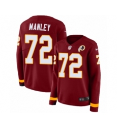 Women's Nike Washington Redskins #72 Dexter Manley Limited Burgundy Therma Long Sleeve NFL Jersey