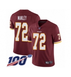 Youth Washington Redskins #72 Dexter Manley Burgundy Red Team Color Vapor Untouchable Limited Player 100th Season Football Jersey