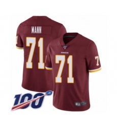 Men's Washington Redskins #71 Charles Mann Burgundy Red Team Color Vapor Untouchable Limited Player 100th Season Football Jersey