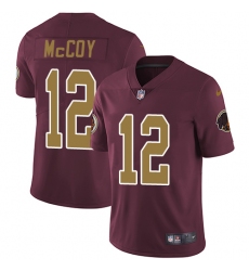Youth Nike Washington Redskins #12 Colt McCoy Elite Burgundy Red/Gold Number Alternate 80TH Anniversary NFL Jersey