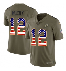 Youth Nike Washington Redskins #12 Colt McCoy Limited Olive/USA Flag 2017 Salute to Service NFL Jersey