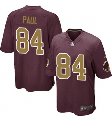 Men's Nike Washington Redskins #84 Niles Paul Game Burgundy Red/Gold Number Alternate 80TH Anniversary NFL Jersey