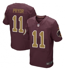 Men's Nike Washington Redskins #11 Terrelle Pryor Elite Burgundy Red/Gold Number Alternate 80TH Anniversary NFL Jersey