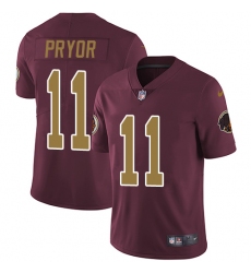 Youth Nike Washington Redskins #11 Terrelle Pryor Burgundy Red/Gold Number Alternate 80TH Anniversary Vapor Untouchable Limited Player NFL Jersey