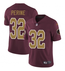 Youth Nike Washington Redskins #32 Samaje Perine Elite Burgundy Red/Gold Number Alternate 80TH Anniversary NFL Jersey