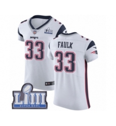 Men's Nike New England Patriots #33 Kevin Faulk White Vapor Untouchable Elite Player Super Bowl LIII Bound NFL Jersey