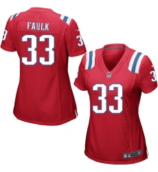 Women's Nike New England Patriots #33 Kevin Faulk Game Red Alternate NFL Jersey