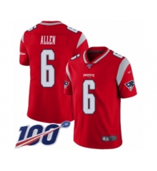 Men's New England Patriots #6 Ryan Allen Limited Red Inverted Legend 100th Season Football Jersey