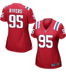 Women's Nike New England Patriots #95 Derek Rivers Game Red Alternate NFL Jersey