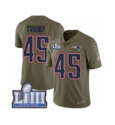 Men's Nike New England Patriots #45 Donald Trump Limited Olive 2017 Salute to Service Super Bowl LIII Bound NFL Jersey