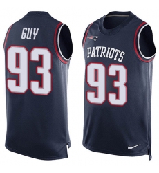 Men's Nike New England Patriots #93 Lawrence Guy Limited Navy Blue Player Name & Number Tank Top NFL Jersey