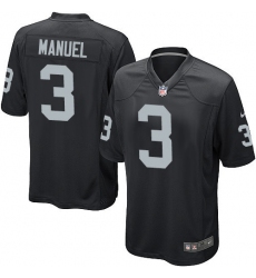 Men's Nike Oakland Raiders #3 E. J. Manuel Game Black Team Color NFL Jersey