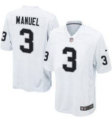 Men's Nike Oakland Raiders #3 E. J. Manuel Game White NFL Jersey