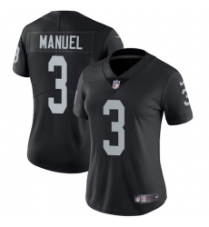Women's Nike Oakland Raiders #3 E. J. Manuel Elite Black Team Color NFL Jersey