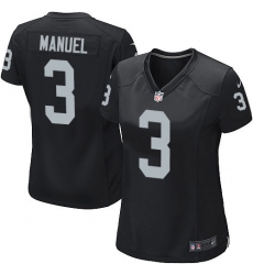 Women's Nike Oakland Raiders #3 E. J. Manuel Game Black Team Color NFL Jersey