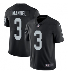 Youth Nike Oakland Raiders #3 E. J. Manuel Elite Black Team Color NFL Jersey