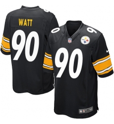 Men's Nike Pittsburgh Steelers #90 T. J. Watt Game Black Team Color NFL Jersey