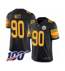 Men's Pittsburgh Steelers #90 T. J. Watt Limited Black Rush Vapor Untouchable 100th Season Football Jersey Men's Pittsburgh Steelers #90 T. J. Watt Limited Black Rush Vapor Untouchable 100th Season Football Jersey