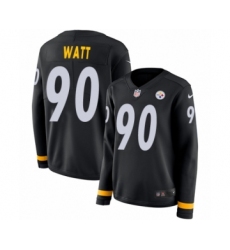 Women's Nike Pittsburgh Steelers #90 T. J. Watt Limited Black Therma Long Sleeve NFL Jersey Women's Nike Pittsburgh Steelers #90 T. J. Watt Limited Black Therma Long Sleeve NFL Jersey