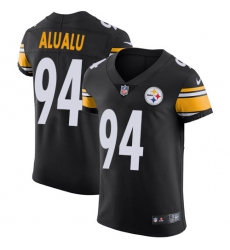 Men's Nike Pittsburgh Steelers #94 Tyson Alualu Black Team Color Vapor Untouchable Elite Player NFL Jersey