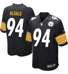 Men's Nike Pittsburgh Steelers #94 Tyson Alualu Game Black Team Color NFL Jersey