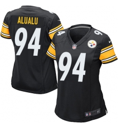 Women's Nike Pittsburgh Steelers #94 Tyson Alualu Game Black Team Color NFL Jersey