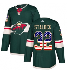 Youth Adidas Minnesota Wild #32 Alex Stalock Authentic Green USA Flag Fashion NHL Jersey