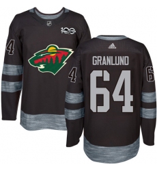 Men's Adidas Minnesota Wild #64 Mikael Granlund Premier Black 1917-2017 100th Anniversary NHL Jersey