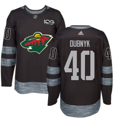 Men's Adidas Minnesota Wild #40 Devan Dubnyk Premier Black 1917-2017 100th Anniversary NHL Jersey