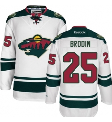 Men's Reebok Minnesota Wild #25 Jonas Brodin Authentic White Away NHL Jersey