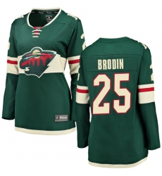 Women's Minnesota Wild #25 Jonas Brodin Authentic Green Home Fanatics Branded Breakaway NHL Jersey