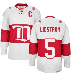 Men's CCM Detroit Red Wings #5 Nicklas Lidstrom Premier White Winter Classic Throwback NHL Jersey