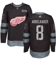 Men's Adidas Detroit Red Wings #8 Justin Abdelkader Premier Black 1917-2017 100th Anniversary NHL Jersey