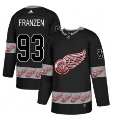 Men's Adidas Detroit Red Wings #93 Johan Franzen Authentic Black Team Logo Fashion NHL Jersey
