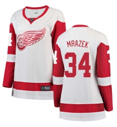 Women's Detroit Red Wings #34 Petr Mrazek Authentic White Away Fanatics Branded Breakaway NHL Jersey