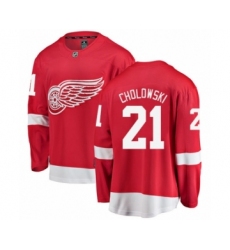 Men's Detroit Red Wings #21 Dennis Cholowski Authentic Red Home Fanatics Branded Breakaway NHL Jersey