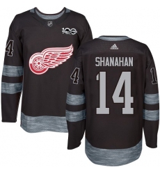 Men's Adidas Detroit Red Wings #14 Brendan Shanahan Premier Black 1917-2017 100th Anniversary NHL Jersey