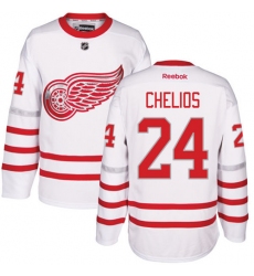 Men's Reebok Detroit Red Wings #24 Chris Chelios Premier White 2017 Centennial Classic NHL Jersey