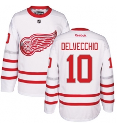 Men's Reebok Detroit Red Wings #10 Alex Delvecchio Premier White 2017 Centennial Classic NHL Jersey